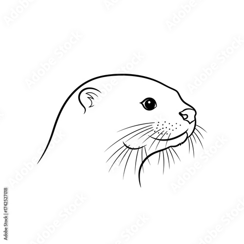 A simple line drawing of an otters head in profile.