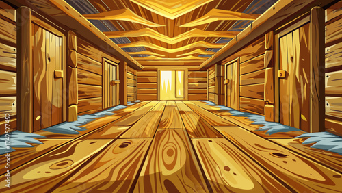 Rustic pine floor texture, light honey tones with visible knots, handcrafted appearance, vector artwork, ideal for cozy cabins, Scandinavian design, and natural home decor compositions.