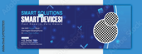 Modern phone repair service cover template for social media and advertising