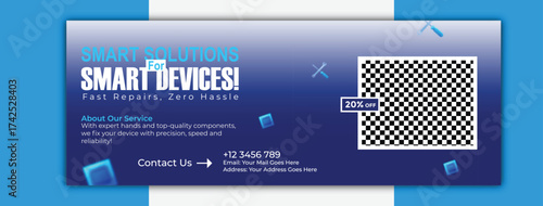 Modern phone repair service cover template for social media and advertising