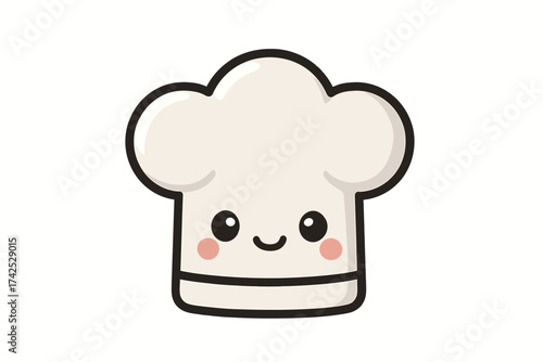Cute cartoon chef hat with happy face and blushing cheeks