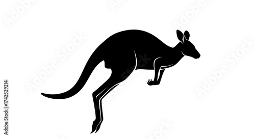 Silhouette of a Kangaroo Leaping Forward with Powerful Legs.