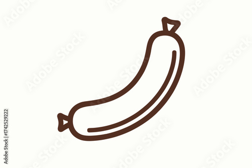 Minimalist brown sausage icon on white background