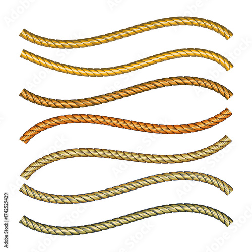 Set of golden Rope patterns for Illustrator pattern brushes