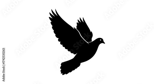 Black silhouette of a flying dove bird icon.
