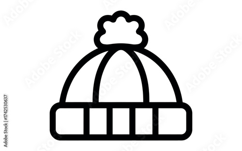 Illustration of a winter hat with pompom perfect for winter themed designs