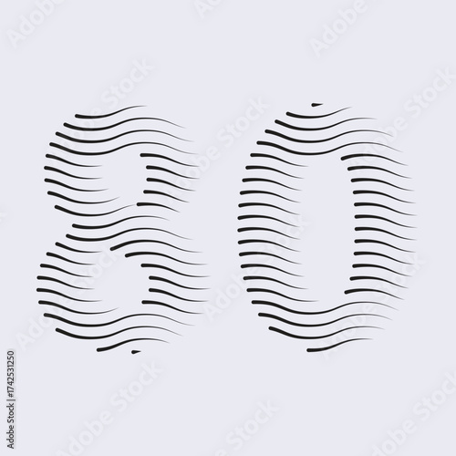 80 Number Lines Logo Icon vector and Illustration