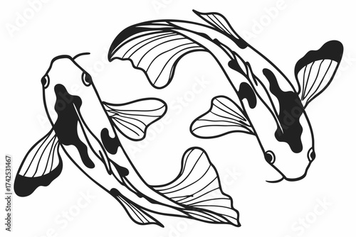 Koi Fish Line Drawing – Graceful Fish in Flowing Minimalist Style