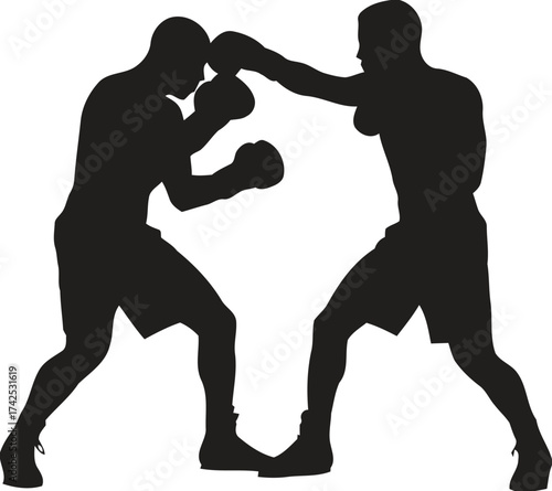 Dynamic boxing match silhouette vector illustration scalable eps graphic for sports and fitness designs silhouette vector illustration white background
