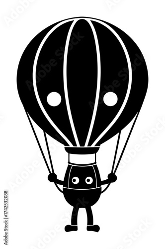 Vector art of cute cartoon hot air balloon character flying