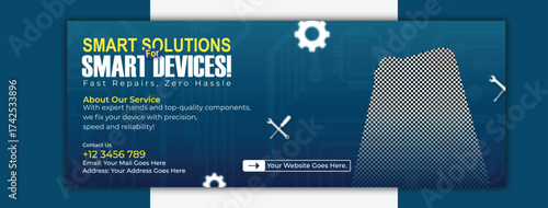 Modern phone repair service cover template for social media and advertising