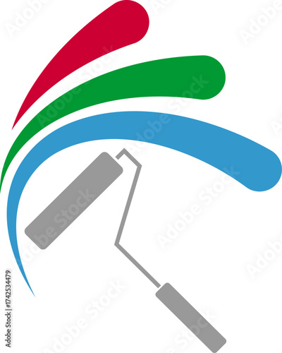 Farbrolle und Kleckse, Maler Logo, Hintergrund