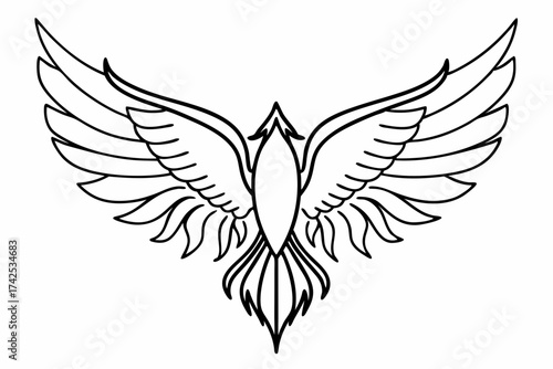 Phoenix Bird Line Icon – Mythical Firebird Symbol