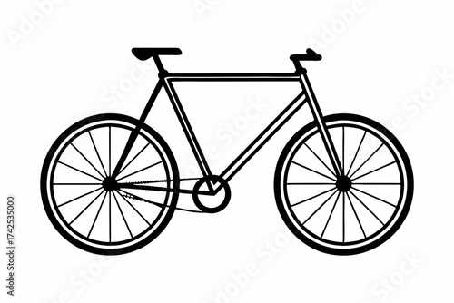 Bicycle Line Art – Simple Minimal Outline on White Background