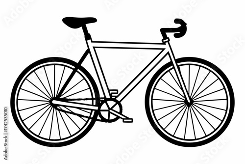 Bicycle Line Art – Simple Minimal Outline on White Background