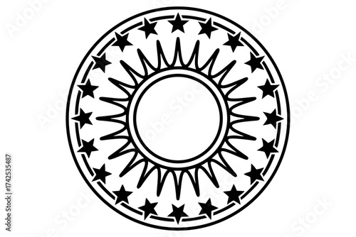 Sun and Moon Line Art – Minimalist Celestial Outline Design