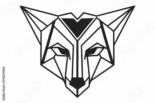 Geometric Wolf Head Line Art – Minimal Outline Animal Design