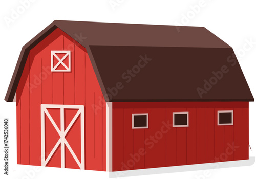 red barn isolated on white