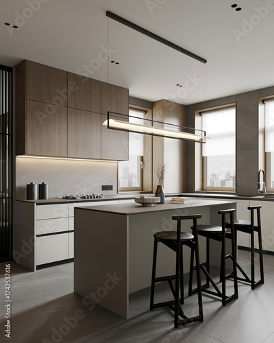 Fotografia Bright, modern kitchen with sleek cabinetry and minimalist design