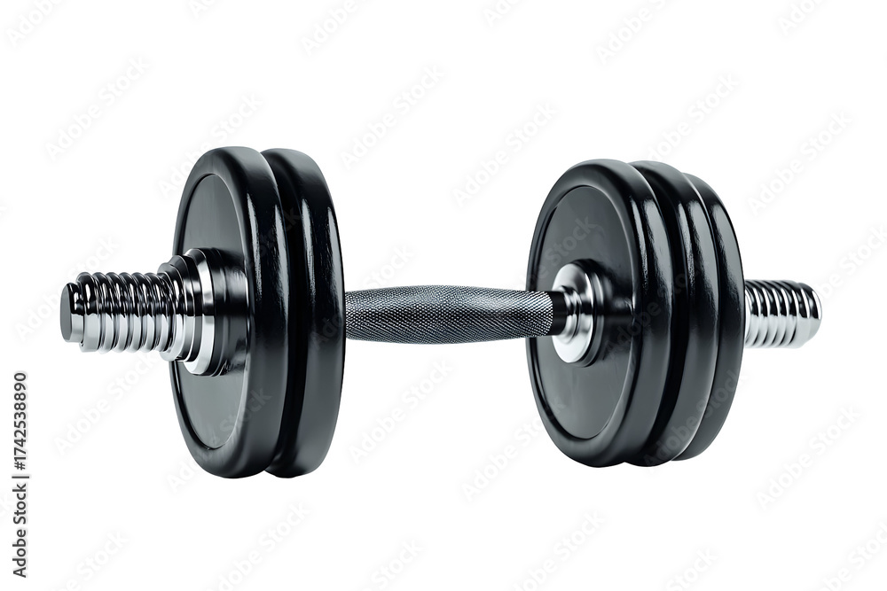 Naklejka premium Close-up of black adjustable dumbbell for fitness and strength training equipment