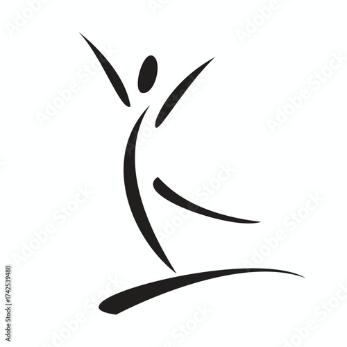 Stylized silhouette of a dancer in motion isolated on white background, conveying energy, grace, and artistic expression