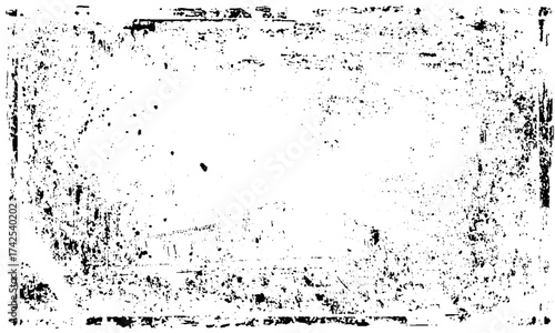 Grunge dots black frame with dusty scratched vintage texture overlay, Black grunge frame with dust and scratches vintage texture vector  