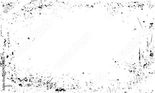Grunge dots black frame with dusty scratched vintage texture overlay, Black grunge frame with dust and scratches vintage texture vector  