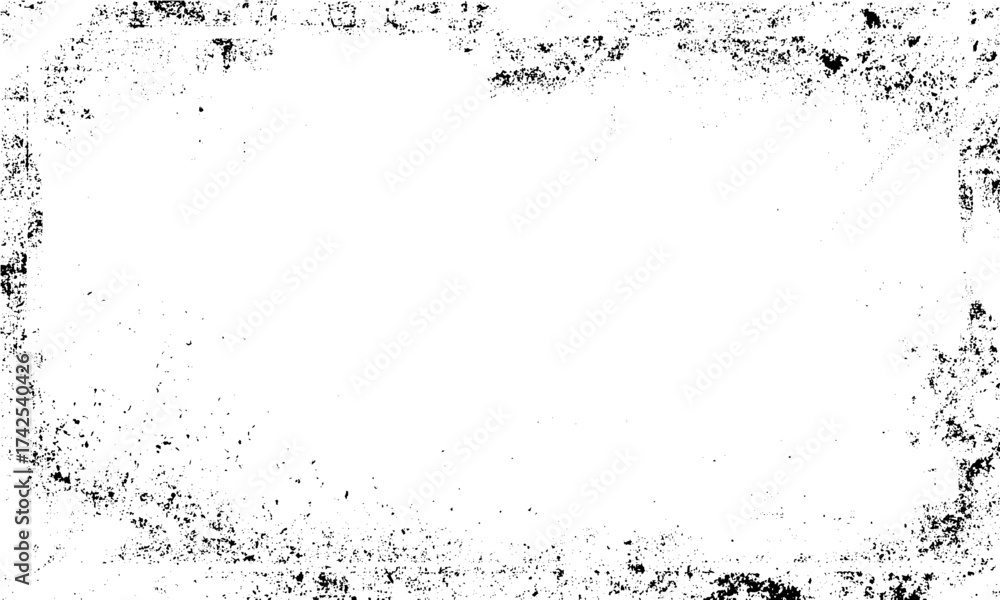 Fototapeta premium Grunge frame with dust and scratches transparent overlay vector . Abstract grunge dots frame with vintage scratched texture