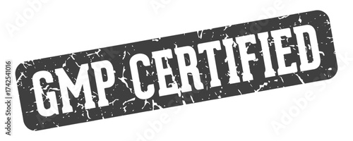 gmp certified rectangular sign. gmp certified stamp