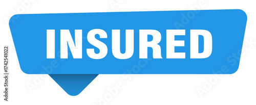 insured sticker. insured blue sign isolated on transpatent background
