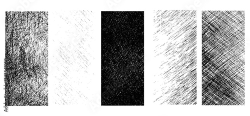 Grunge overlay texture set with square frames for creative design . Crosshatch sketch texture pattern set engraving vector background