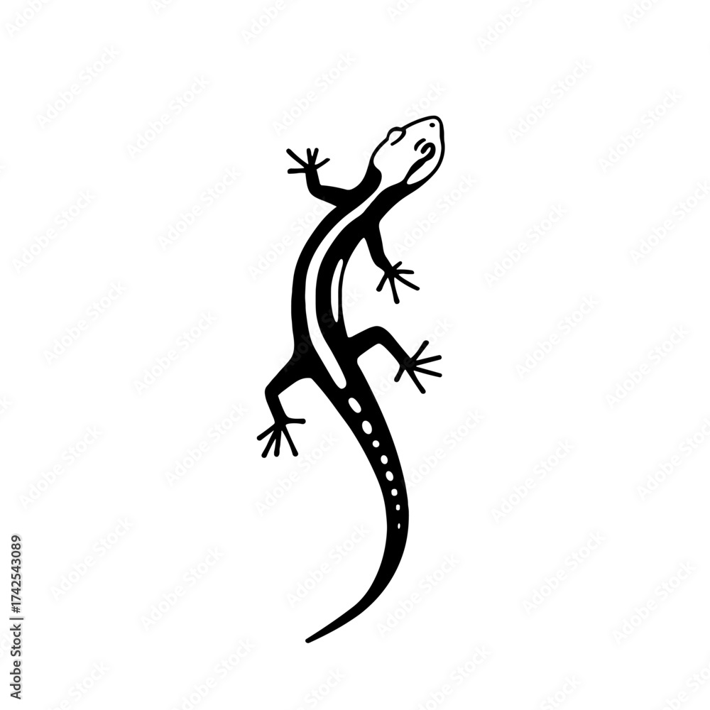 Naklejka premium Skink. Skink simple black and white line art vector logo