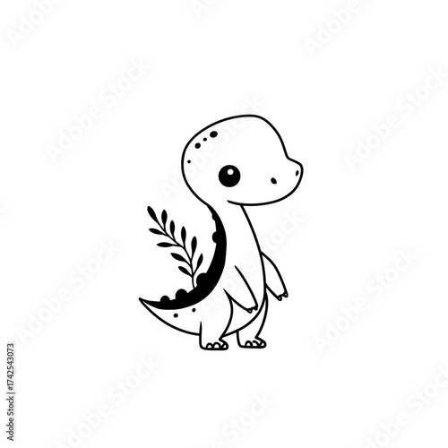 Pachycephalosaurus. Pachycephalosaurus simple black and white line art vector logo