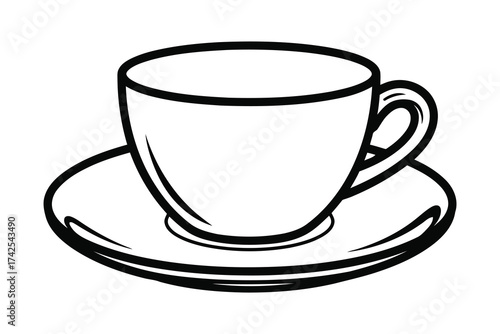 Vector art of a simple line art illustration of a cup of coffee