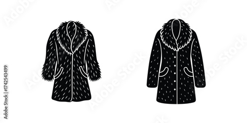 fur coat sketch silhouette vector illustration