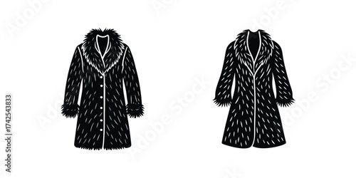 fur coat sketch silhouette icon vector illustration