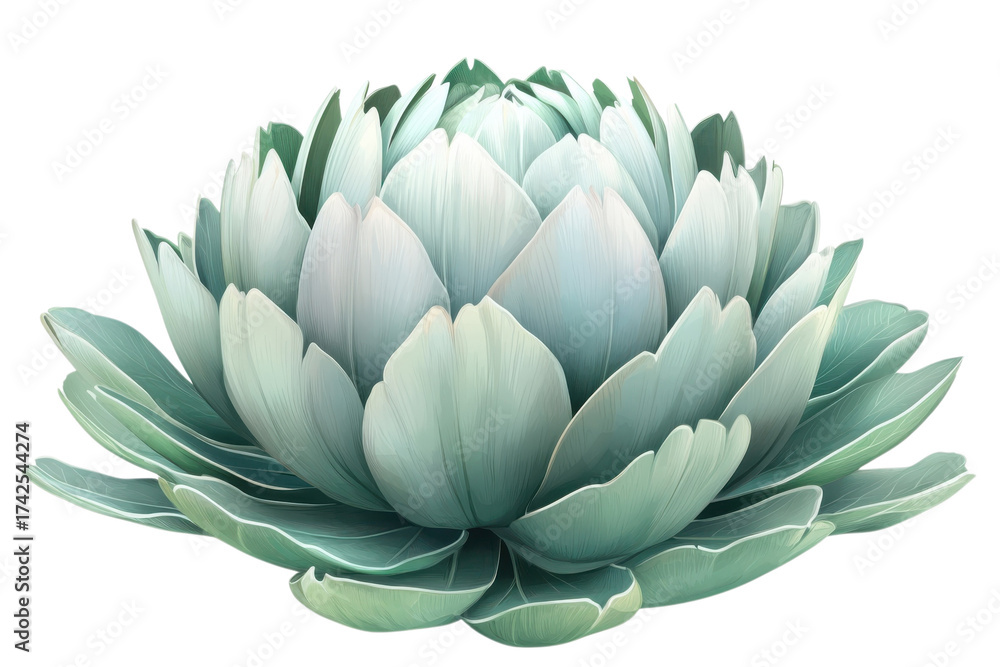 Obraz premium Artistic rendering of a succulent plant with soft blue and green hues design element on transparent background