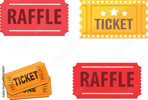 Flat red raffle ticket icon