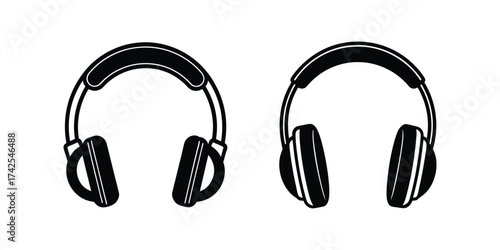 headphones silhouette vector illustration