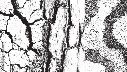 texture of the bark of a crack Texture soil dry crack Sketch crack texture. Ground vectors design on transparent background.