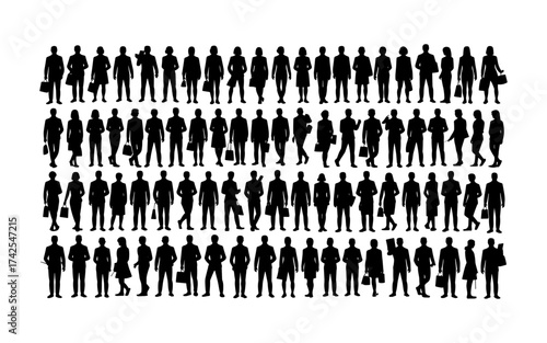 Business people silhouettes vector illustration design, diverse group of male and female business isolated, entrepreneurial, working, corporate staff, office work environment, leadership and success