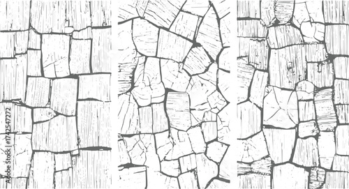 Vector abstract white and black grunge cracked marble surfaces texture Seamless crack texture. set Cracked soil. Black and white Monochrome Geometric Rough Distressed whit background 