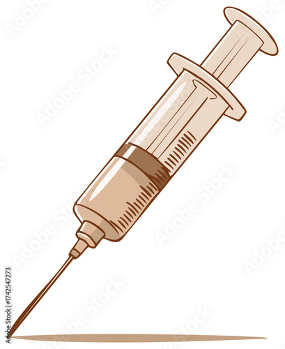 Stylized Syringe Illustration for Medical and Healthcare Concepts