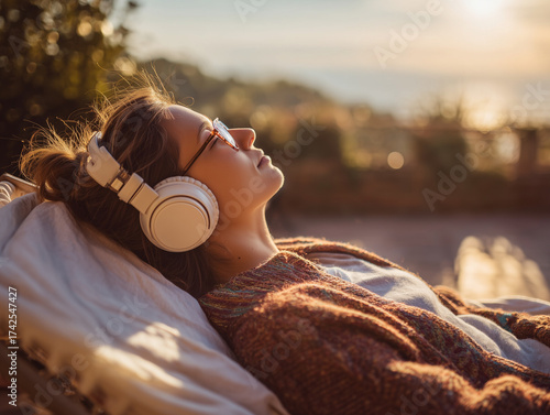 Kobieta w słuchawkach - relaks