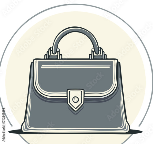 Classic briefcase with top handle and clasp closure detailed illustration