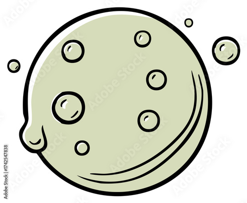 Cartoon lunar surface with craters and smaller bubbles, flat vector illustration