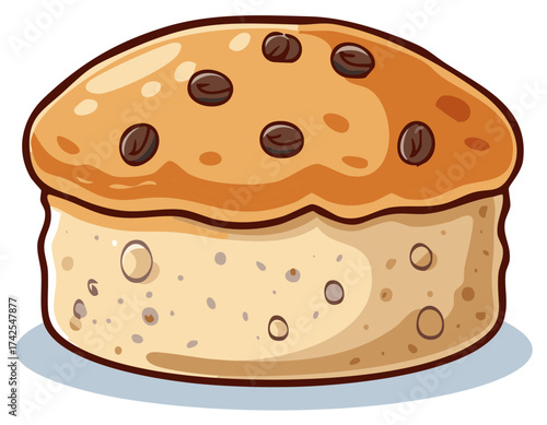 Delicious Chocolate Chip Muffin Isolated Cartoon Illustration for Baking and Sweet Treats