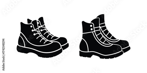 hiking boots silhouette vector illustration