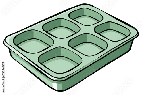 Pastel Green Portion Control Tray with Compartments Illustration for Meal Preparation and Food Storage Solutions