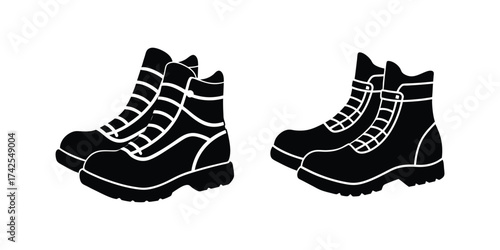 hiking boots silhouette icon vector illustration